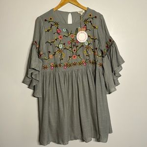 NWT Umgee Embroidered Babydoll Dress